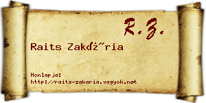 Raits Zakária névjegykártya